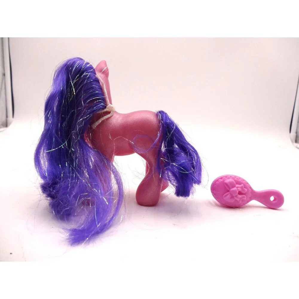 Hasbro's Pink My Little‎ Pony 2002  Kimono Purple Tinsel Hair Charm Necklace Br